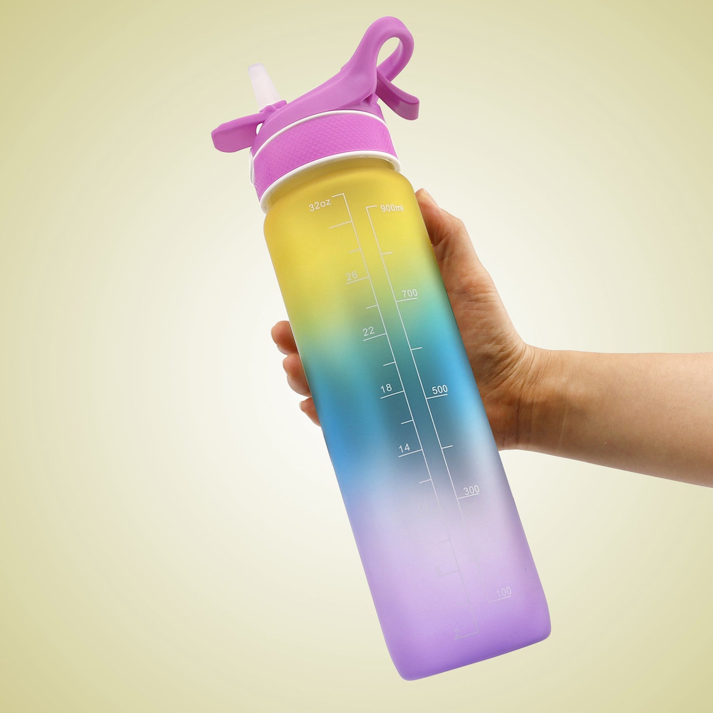 Sportwaterfles voor sportschool, kantoor en buiten – 1L BPA-vrij met handvat en sproeifunctie