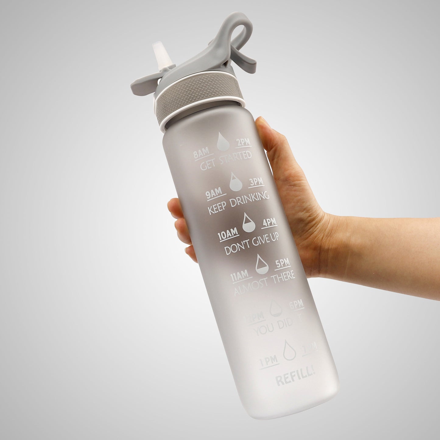 Sportwaterfles voor sportschool, kantoor en buiten – 1L BPA-vrij met handvat en sproeifunctie