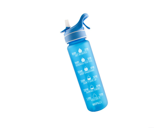 Sportwaterfles voor sportschool, kantoor en buiten – 1L BPA-vrij met handvat en sproeifunctie