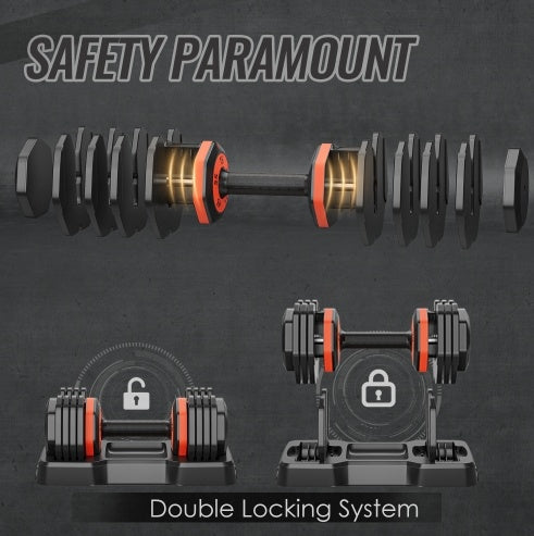 Adjustable Dumbbell Set 10-in-1 – Black – For Women &amp; Men – Home Gym &amp; Full Body Workout – Quick Adjustment with 10 Levels up to 25 kg ✅